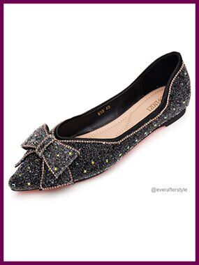 Pointed Toe Rhinestone Floral Flat Dress Shoes Wedding Comfortable
